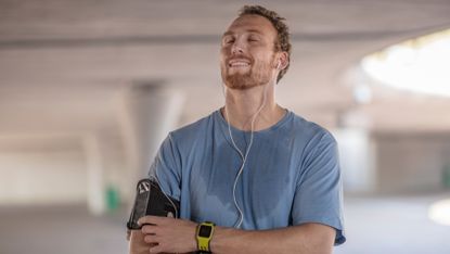 Man has big smile on his face after a run
