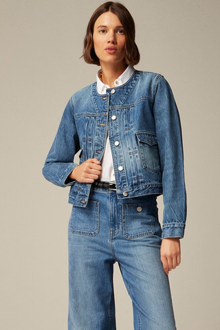 J.Crew Pleated Denim Lady Jacket