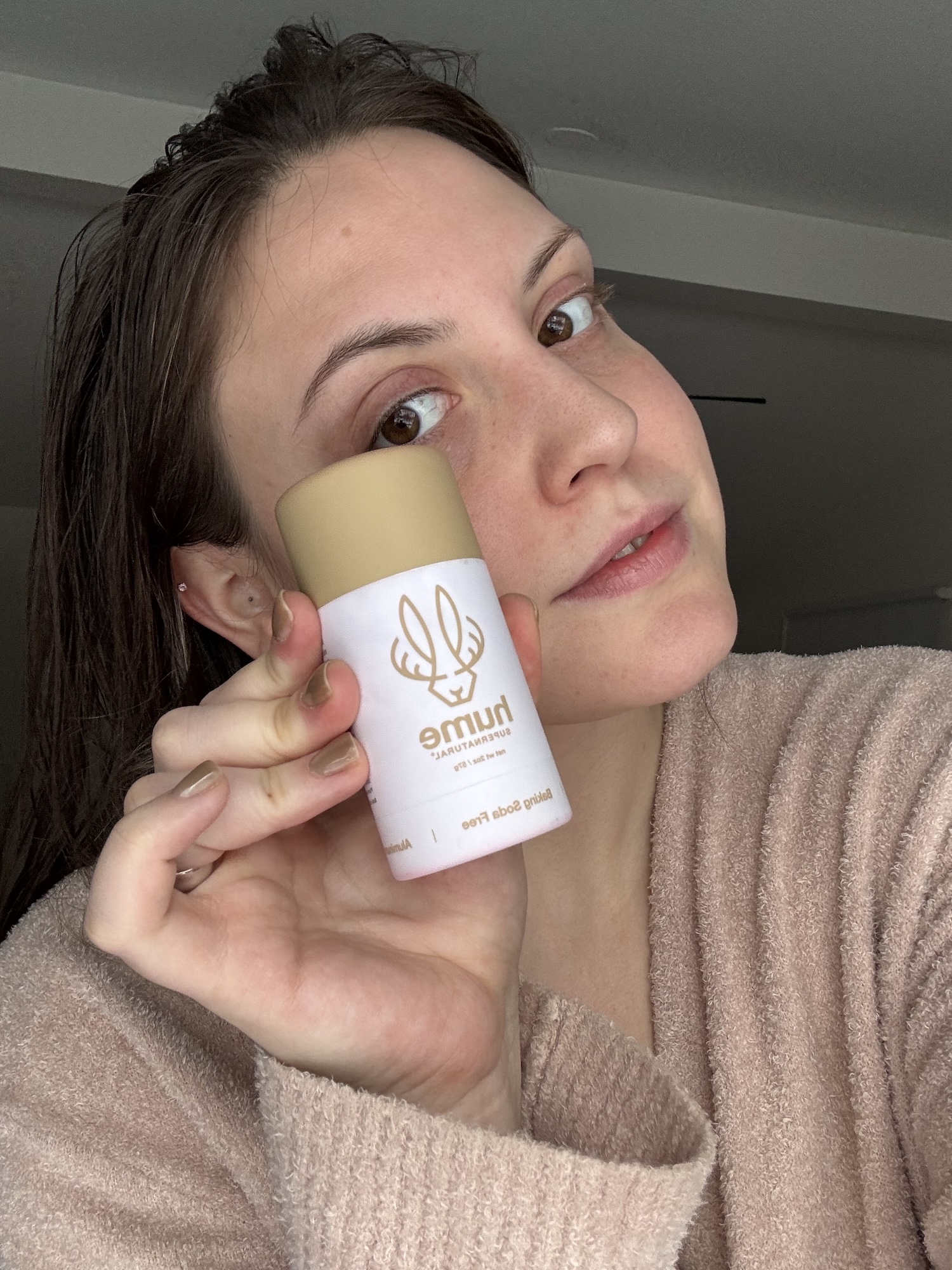 Sophia Vilensky holding a tube of Hume's natural deodorant&mdash;her very favorite.