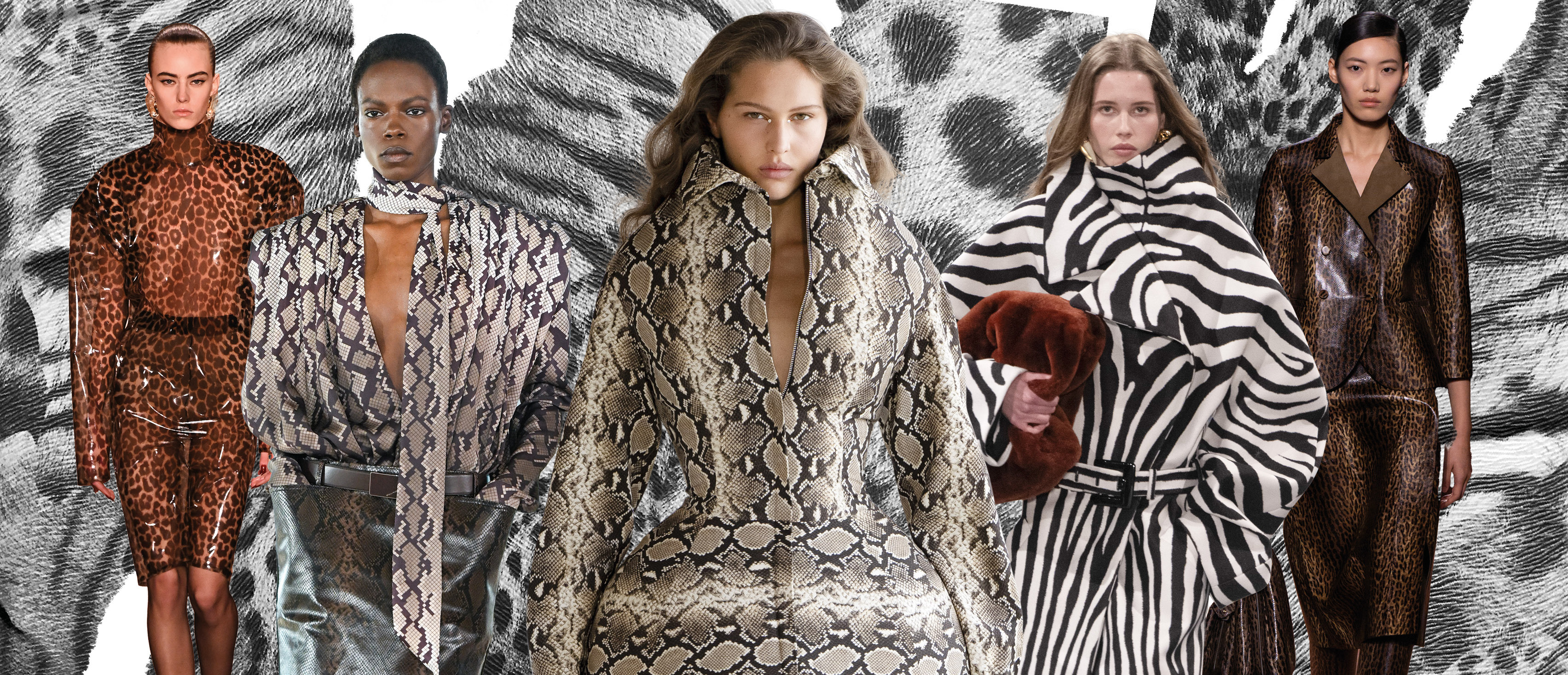 models on the aw25 catwalks wearing animal print