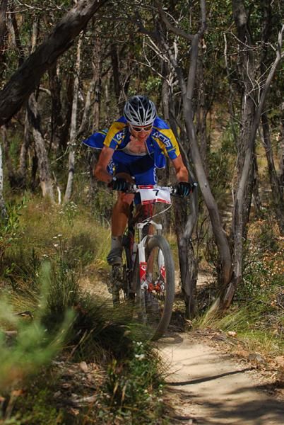 Cal Britten works hard to get back the positions he lost in the mass chaos just after the start.