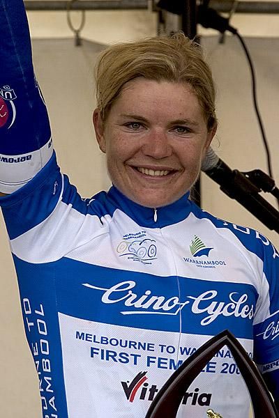 Kirsty Broun was the first lady across the line in the Melbourne to Warrnambool one-day classic.