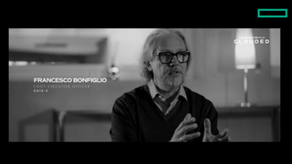 A screenshot of a video by HPE showing Francesco Bonfiglio, chief executive officer at GAIA-X, speaking to the camera