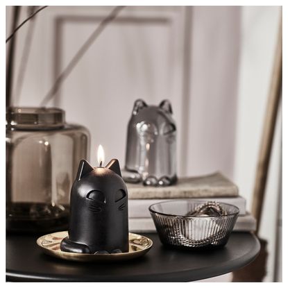 Kustfyr Unscented Candle - Cat Black 12 Cm