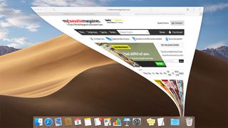A window being minimised into the Dock in macOS.