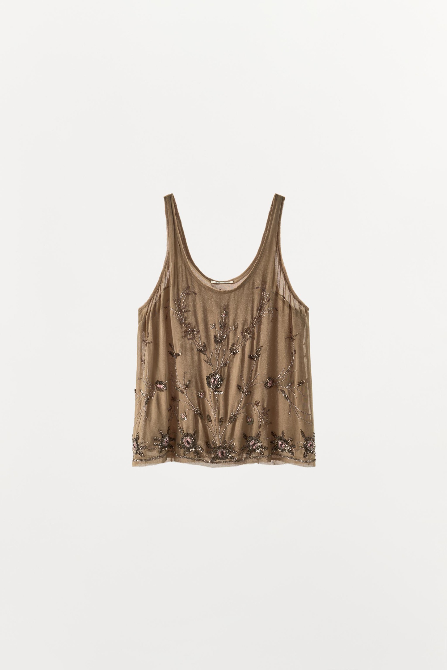 ZARA, Floral Embroidered Top