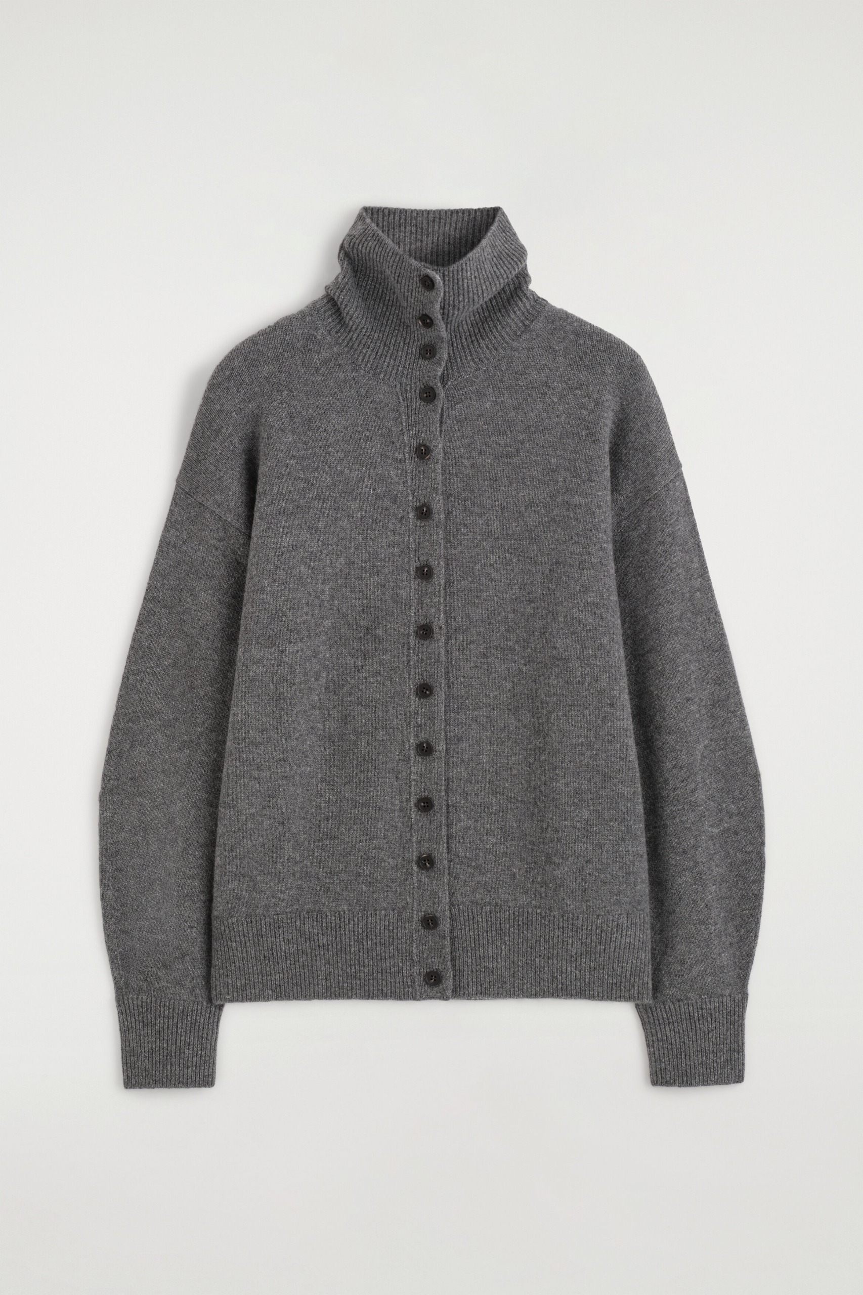 Sculpted Cashmere Mock-Neck Cardigan