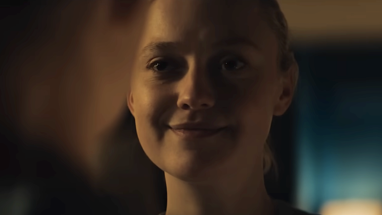 Close-up of Polly&#039;s reflection in mirror in Vicious
