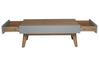 grey coffee table with double drawers