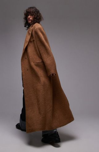 Brushed Faux Fur Longline Coat