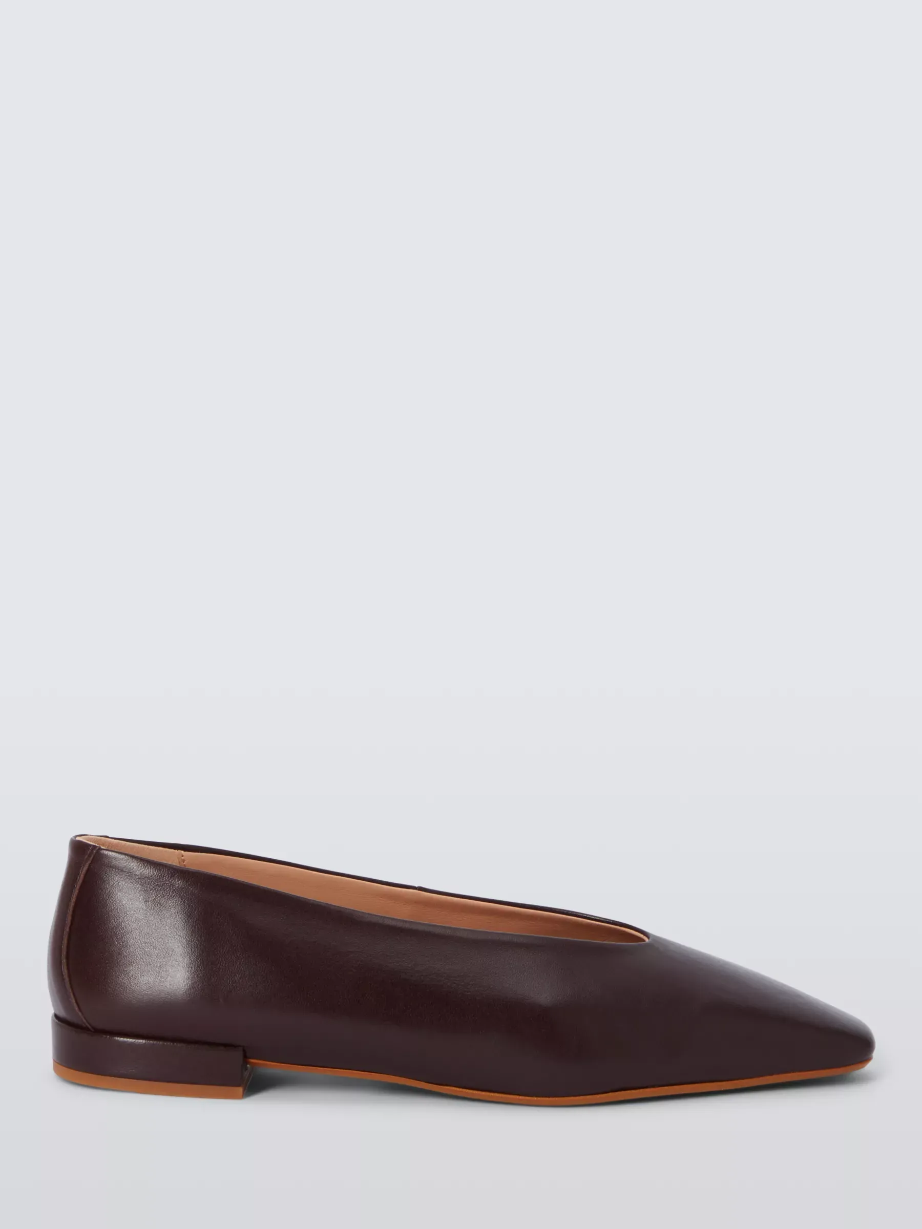John Lewis Albie Leather High Vamp Ballerina Pumps, Bitter Chocolate