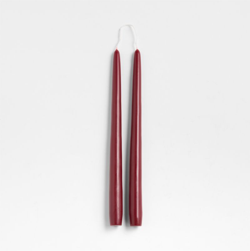Dark Cranberry 12&quot; Dipped Taper Candle, Set of 2
