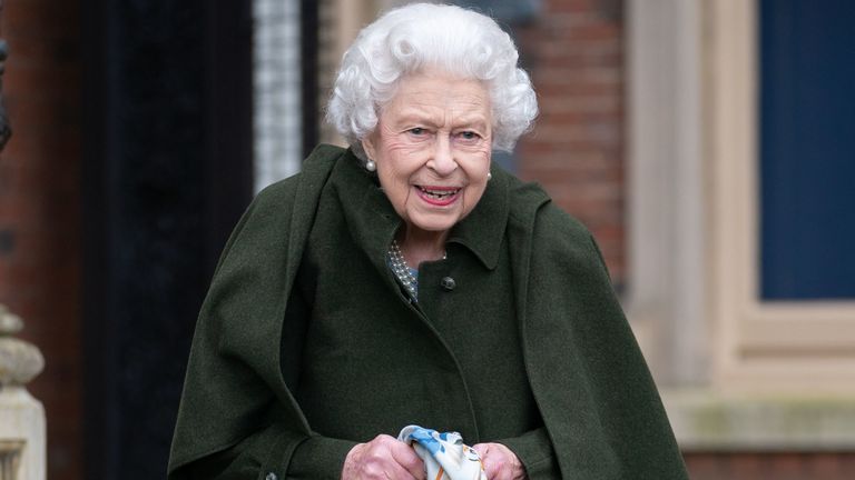 Queen Elizabeth II leaves Sandringham House after a reception with representatives from local community groups to celebrate the start of the Platinum Jubilee, on February 5, 2022 in King's Lynn, England. The Queen came to the throne 70 years ago this Sunday when, on February 6 1952, the ailing King George VI , who had lung cancer, died at Sandringham in the early hours. 