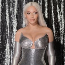 Beyonce in a silver Versace dress at the Renaissance movie premiere