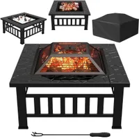 Lacoo Patio Square Fire Pit Table