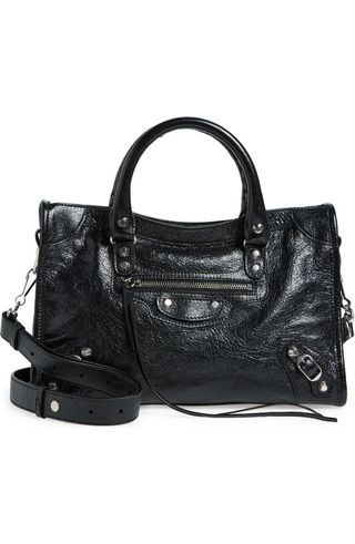 Small Le City Crinkle Leather Top Handle Bag