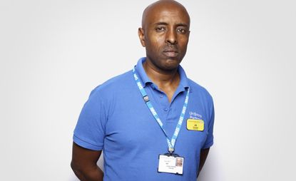 man standing with white background