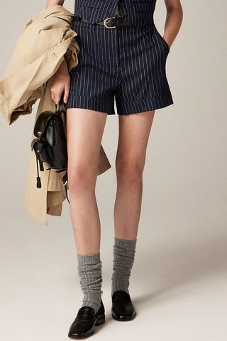 J.Crew Collection High-Rise Short in Pinstripe Italian Wool Blend