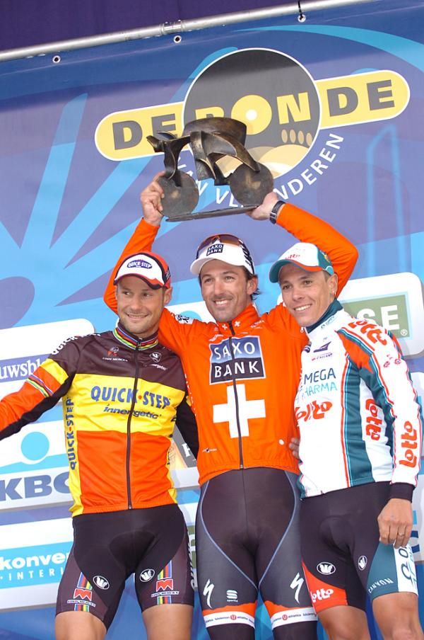 The final podium of the 2010 Tour of Flanders.