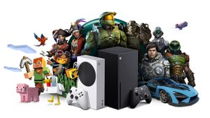 Xbox Game Pass image showing Xbox Series X and Series S surrounded b video game hero characters