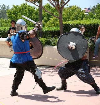 The valiant Blue Knight appears to have the upper hand.