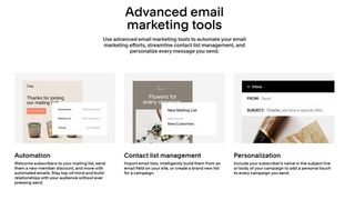 Squarespace's website advertising its email marketing