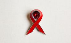 red ribbon brooch by Shaun Leane for World AIDS Day 2023