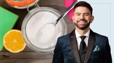 composite of Iwan Carrington cut out and a picture of bicarbonate of soda in jar