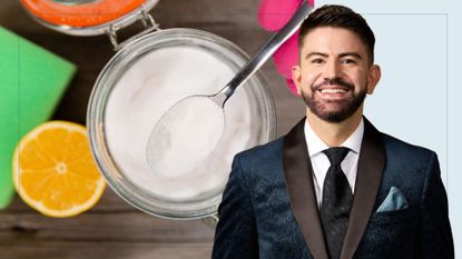 composite of Iwan Carrington cut out and a picture of bicarbonate of soda in jar