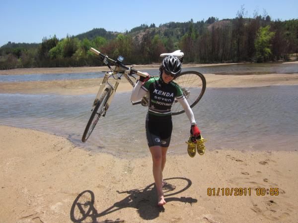 Mary McConneloug forges the Cahuil water crossing.