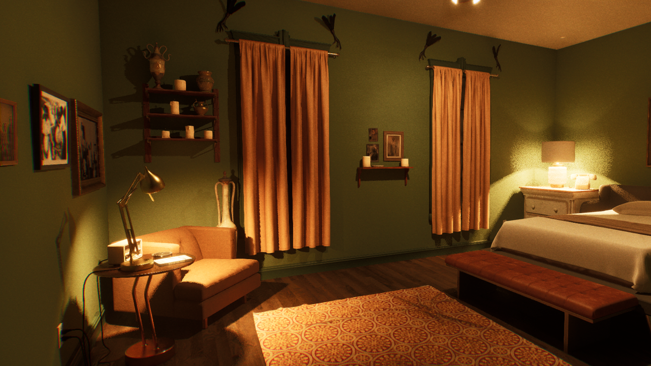 Screens from a horror game with silent rooms and corridors