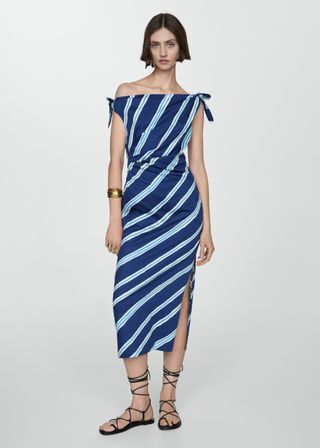 Striped Dress With Open Shoulders