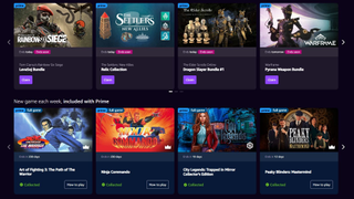 The home page of Amazon Prime Gaming, showing some of the games on offer.