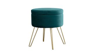 Ornavo Home Modern Round Velvet Storage Ottoman Foot Rest Stool