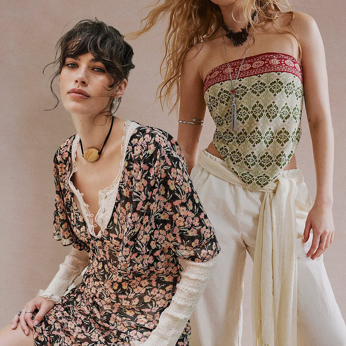 Free People white culottes. Free People floral dress.
