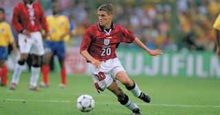 England's Michael Owen during the 1998 soccer World Cup match against Colombia.