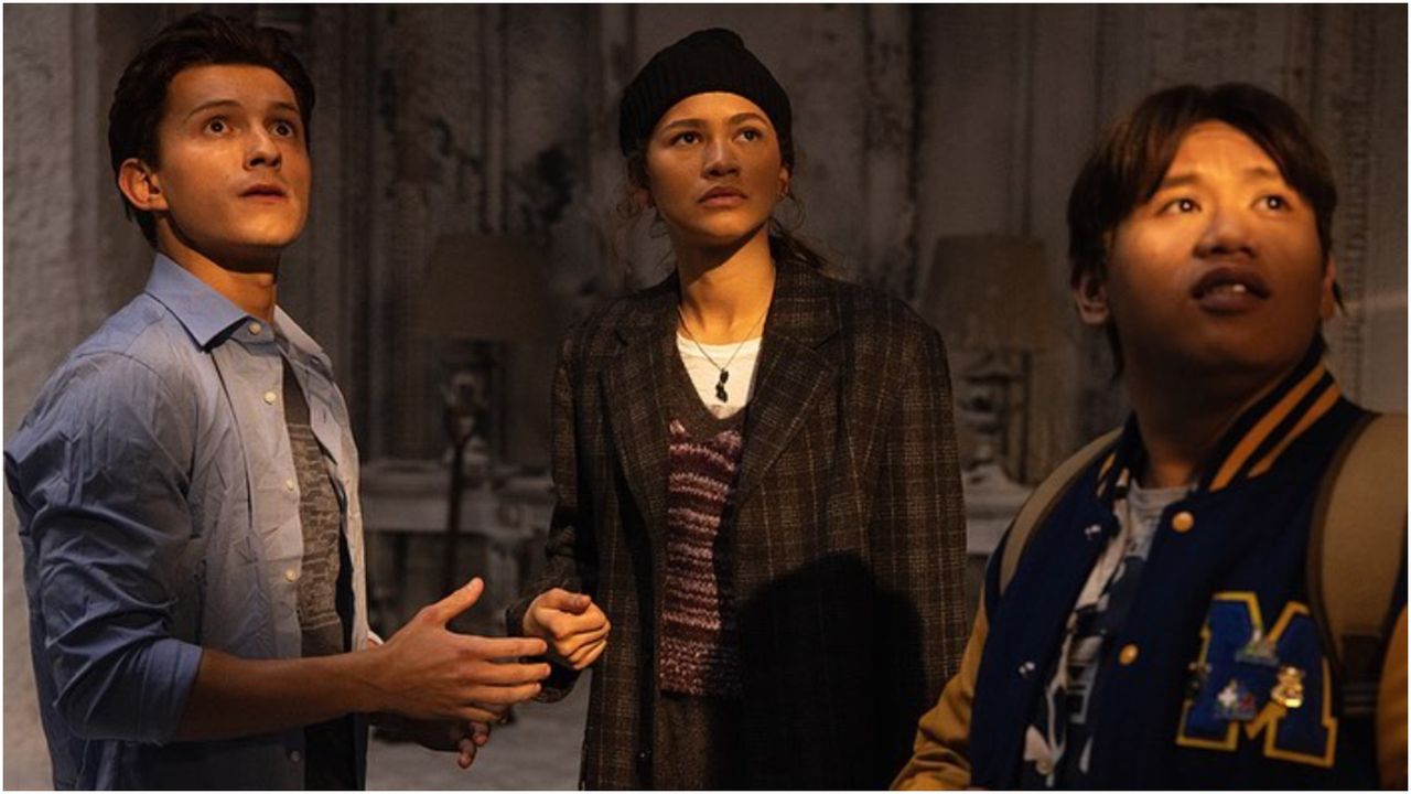 Tom Holland, Zendaya, and Jacob Batalon in Spider-Man 3