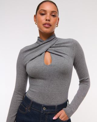 Keyhole Mini Mockneck Sweater