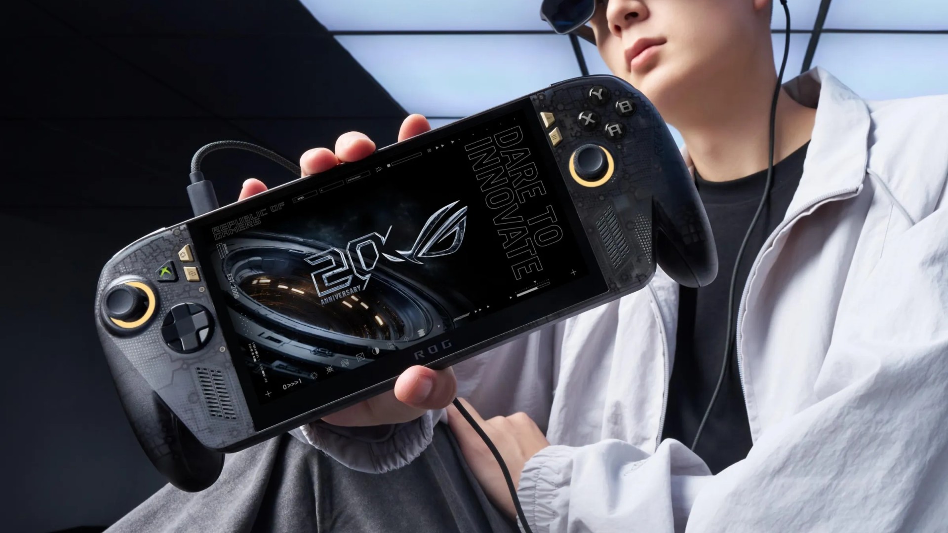 Xbox ROG Ally X20 handheld being held in the hand