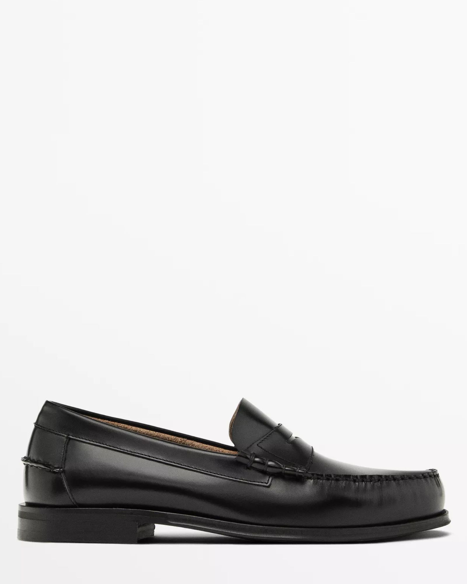Massimo Dutti Leather Loafers with Penny Strap
