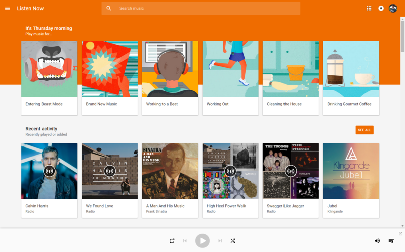 New Google Play Music interface