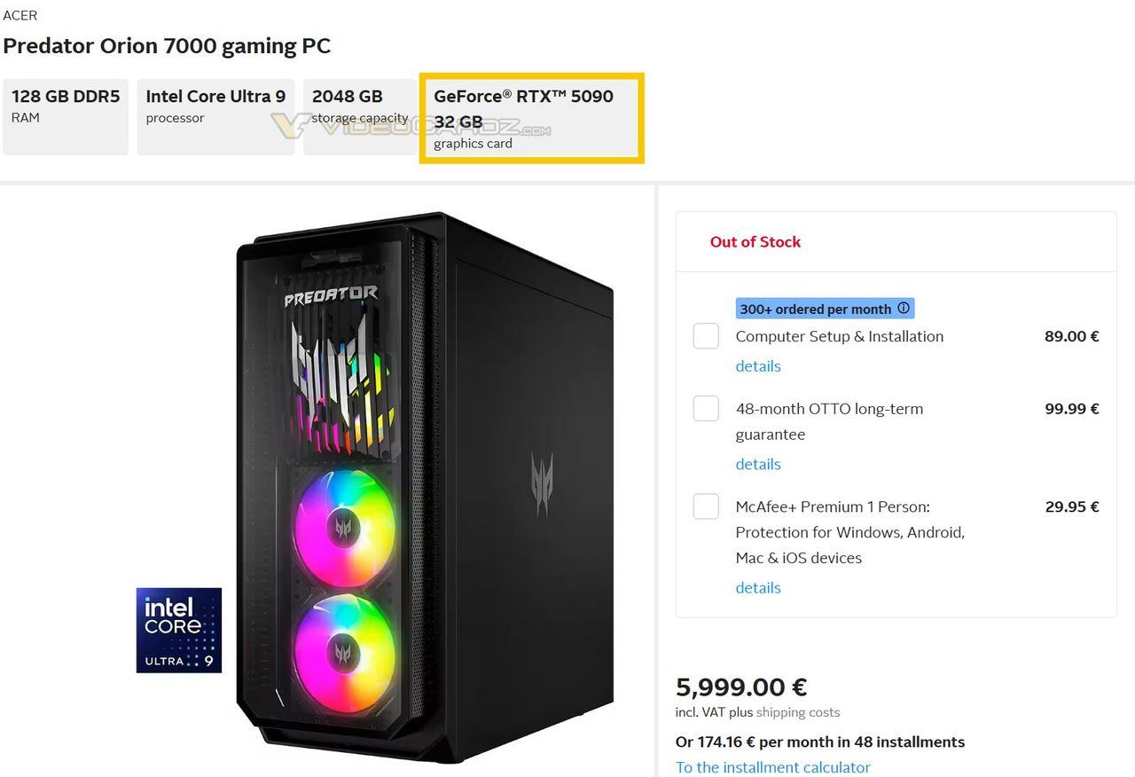 Acer Predator Orion 7000 leaks via Videocardz.com (taken from Otto.de)