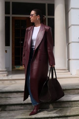 Flavia Stuttgen wearing De Savary leather coat