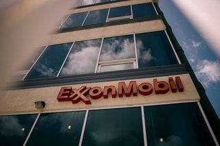 Outside of Exxon Mobil building in Guyana