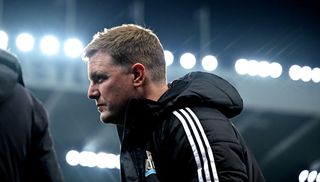 Eddie Howe manager of Newcastle United during the Premier League match between Newcastle United FC and Liverpool FC at St James' Park on December 04, 2024 in Newcastle upon Tyne, England.