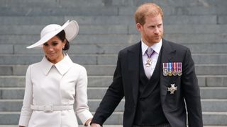 Prince Harry, Duke of Sussex and Meghan, Duchess of Sussex leave after the National Service of Thanksgiving