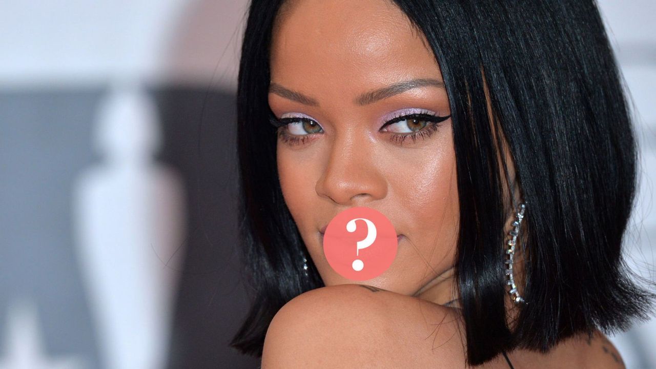 Rihanna with question mark over mouth