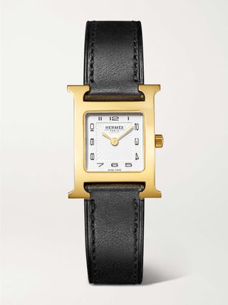 Heure H 25mm Small Gold-Plated Stainless Steel Leather Watch