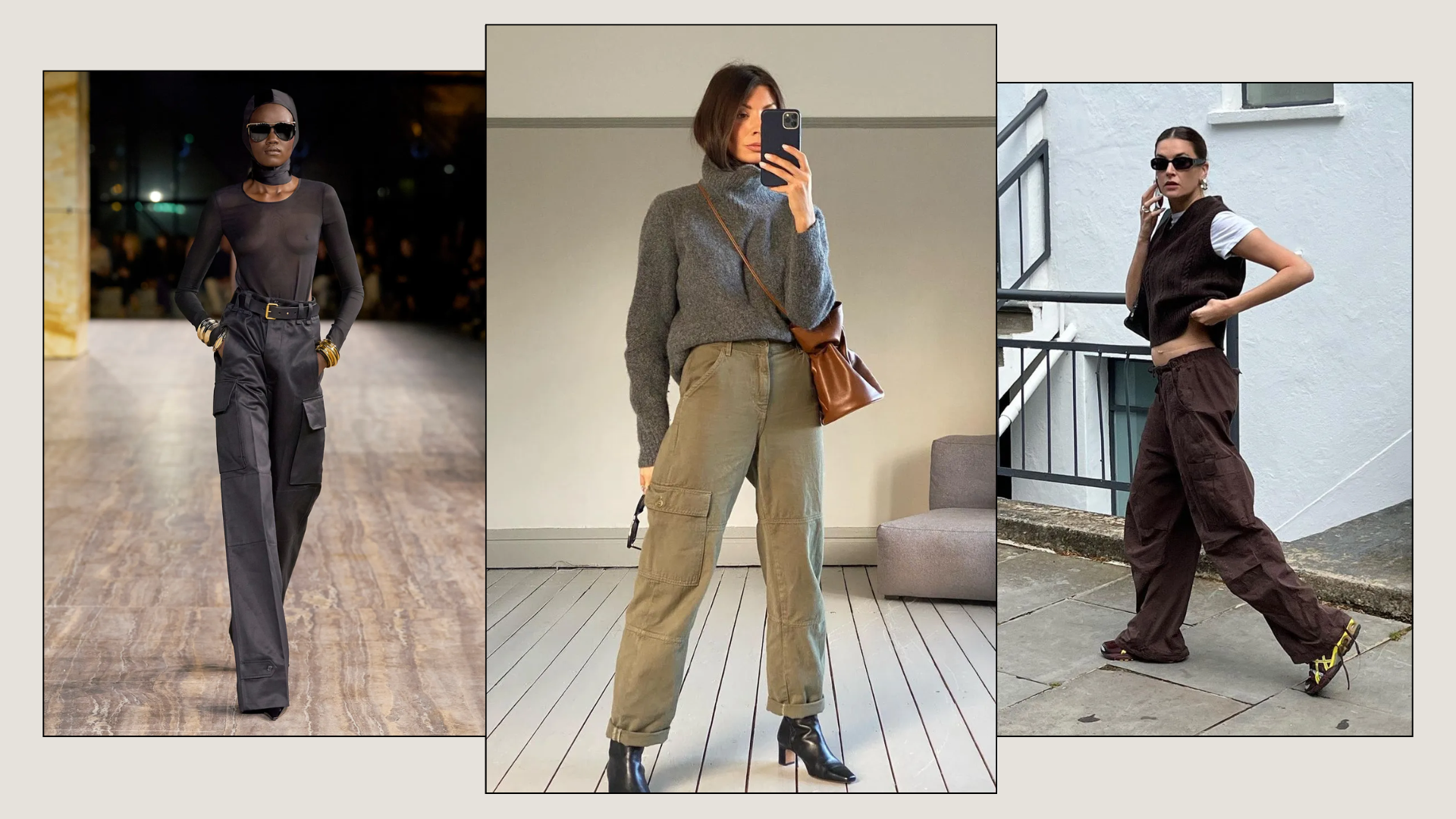 A collage of the best cargo trousers.