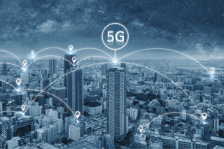 5G data signal beaming around a city